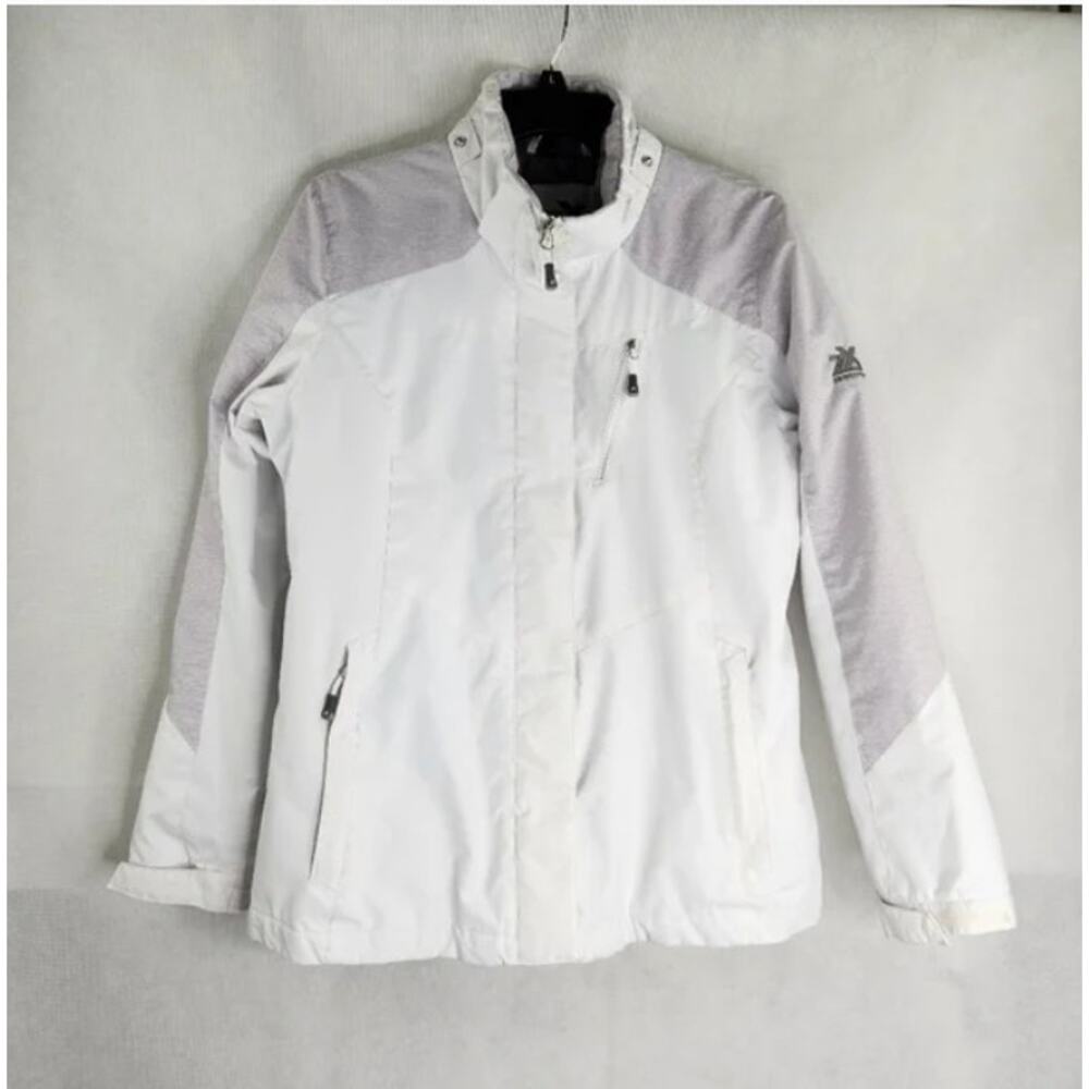 Zeroxposur Womens White Jacket Coat Snow Ski Snowboard Zip Front Missing Hood M